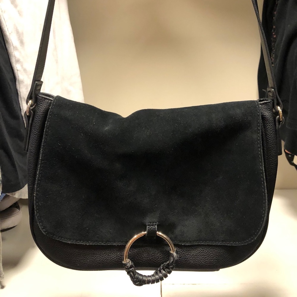 Faux leather & suede crossbody bag
